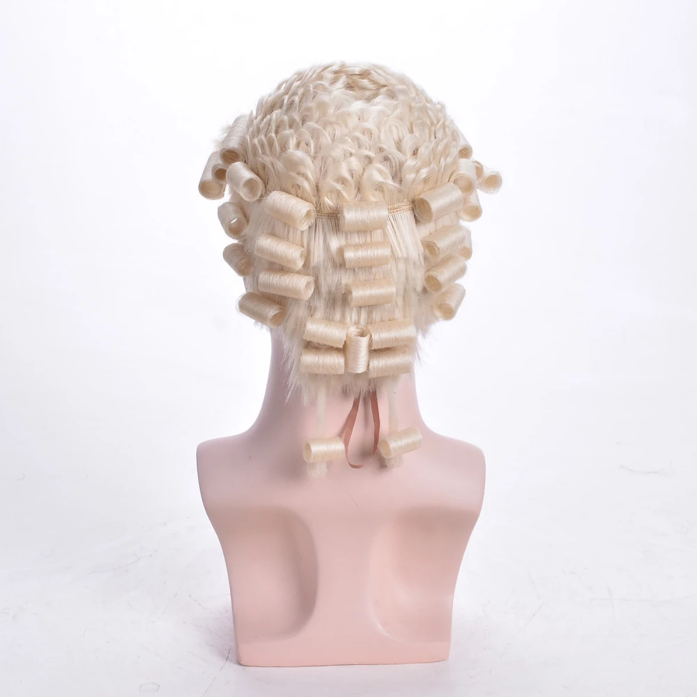 Synthetic Hair Men Lawyer Wigs 613 Blonde Heat Resistant Fiber Handmade Comfortable to Wear Judge Lawyer Cosplay Use Hair Wigs