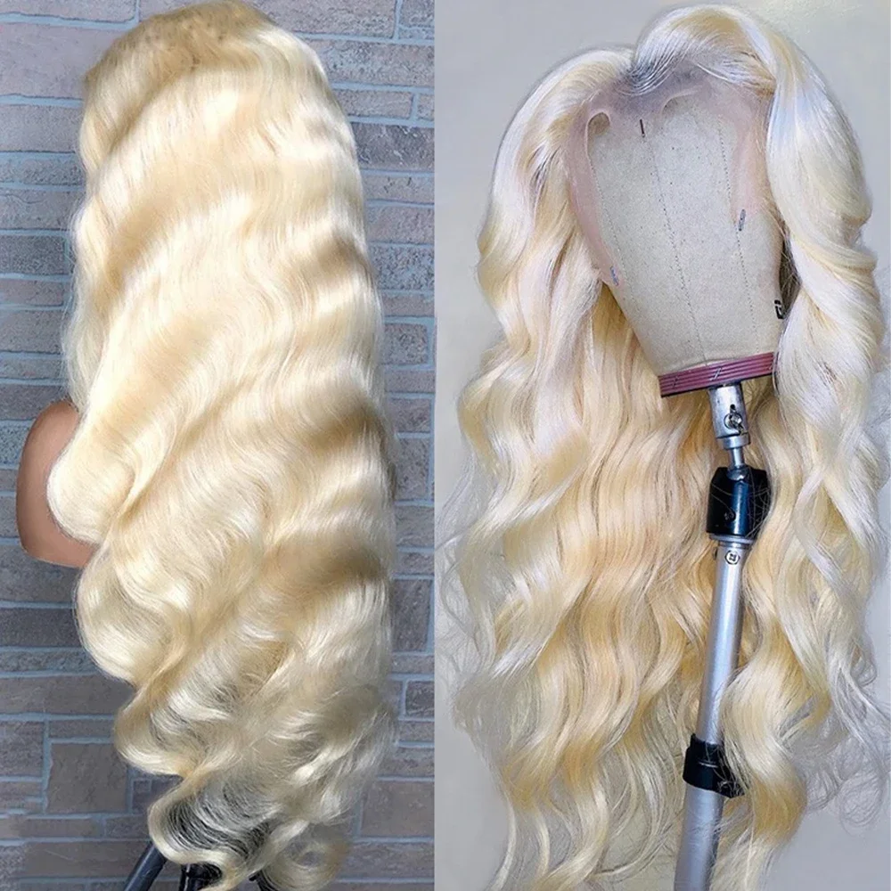 613 Blonde Full Lace Human Hair Wig Loose Body Wave Pre Plucked Baby Hair Can Part Anywhere For Black Women
