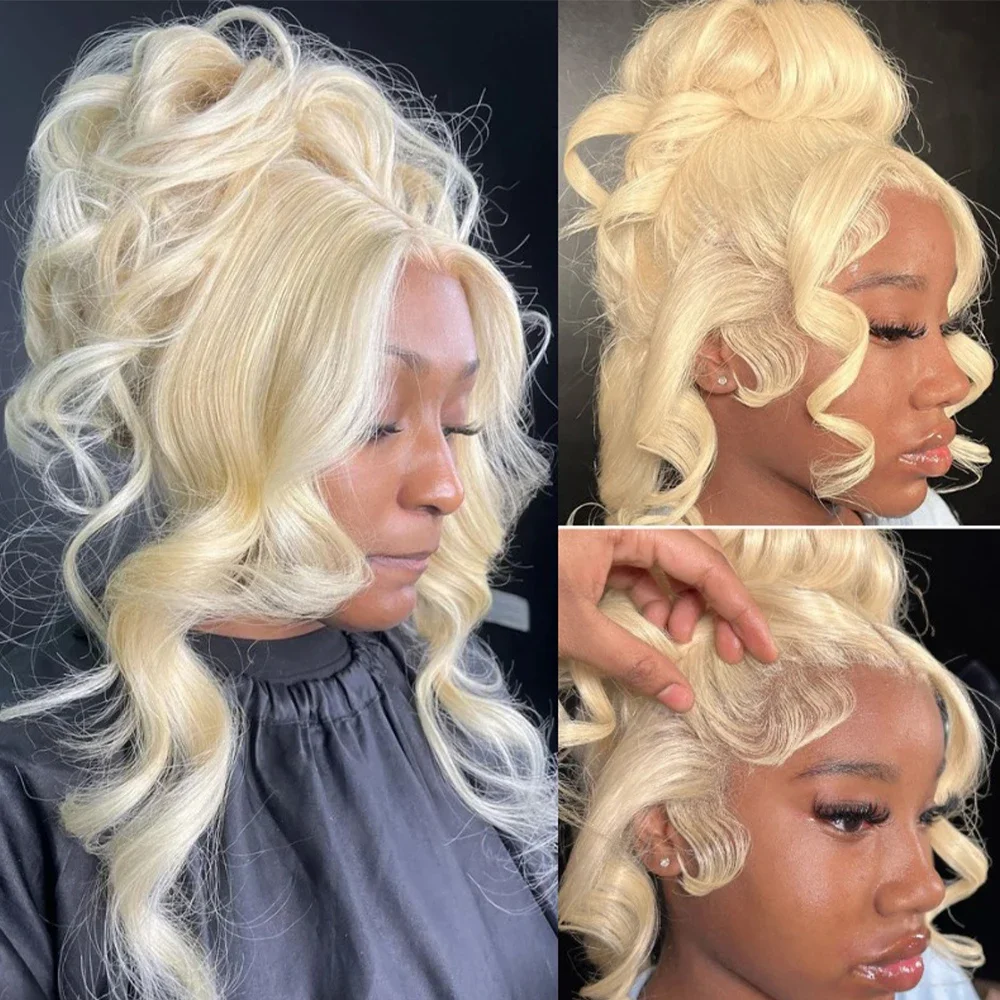 613 Blonde Full Lace Human Hair Wig Loose Body Wave Pre Plucked Baby Hair Can Part Anywhere For Black Women