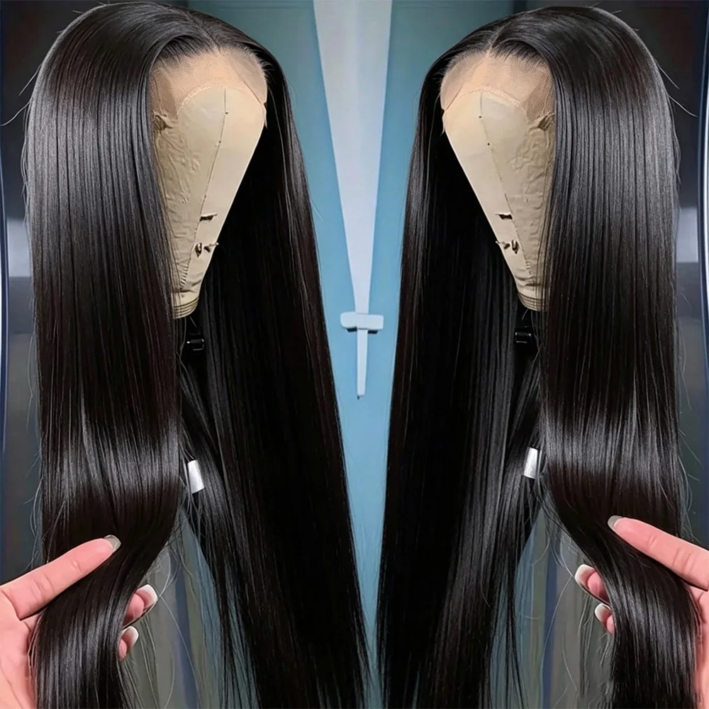 13x4 13x6 Hd Bone Straight Transparent Lace Front Wig Human Hair 40 Inch Pre Plucked Lace Frontal Wigs 250 Density