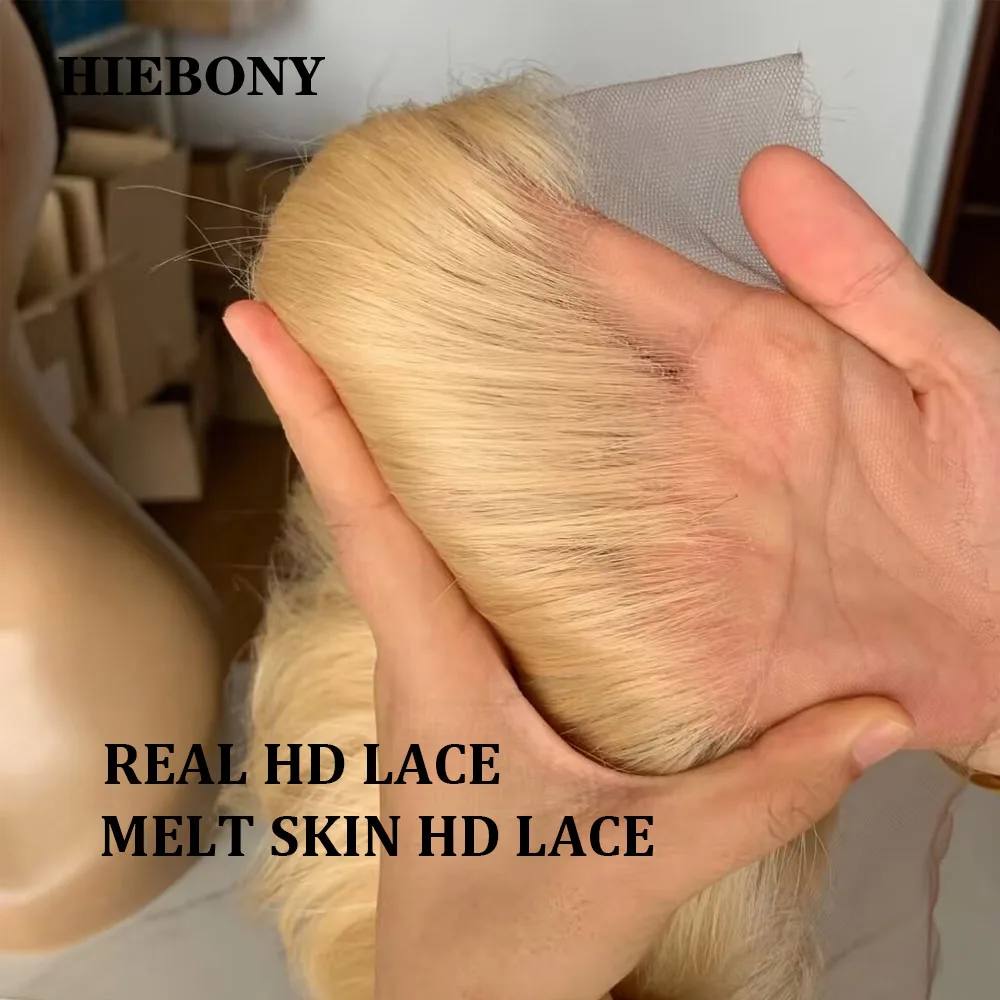 HiEbony 613 Color 13x6 HD Lace Frontal Body Wave Melt Skin 5x5 6x6 HD Lace Closure Straight 100% Human Hair 13x4 HD Lace Frontal