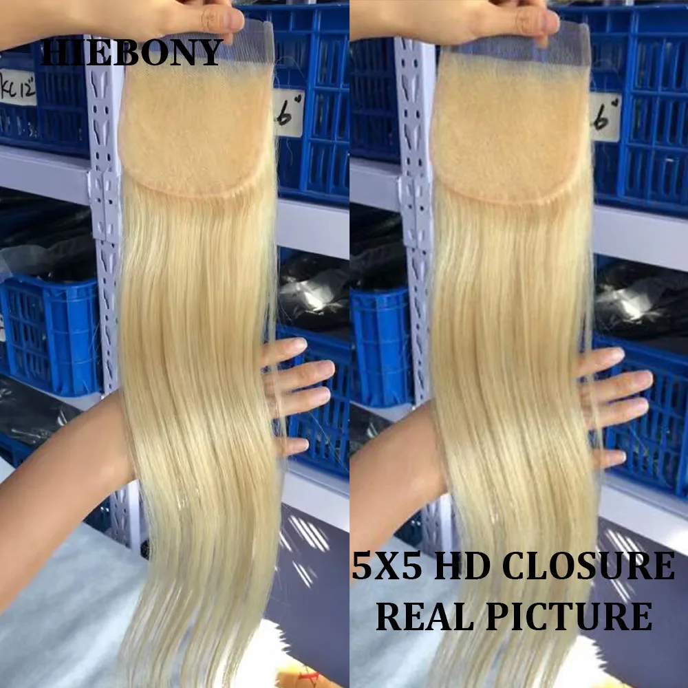 HiEbony 613 Color 13x6 HD Lace Frontal Body Wave Melt Skin 5x5 6x6 HD Lace Closure Straight 100% Human Hair 13x4 HD Lace Frontal