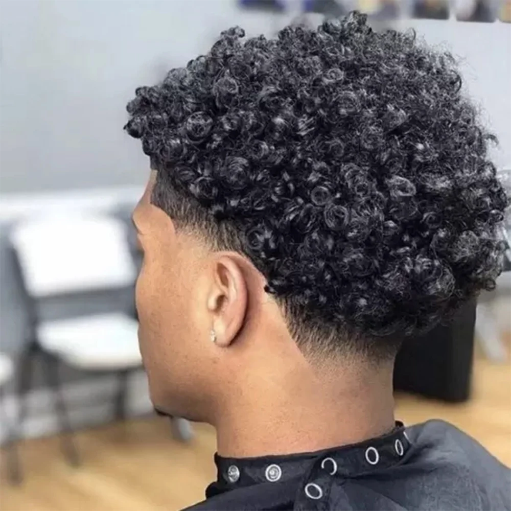 Afro 15mm Curly 2026 New Toupee For Men African American Wigs Human Hair Invisible Skin Pu Base Replacement System Prosthesis