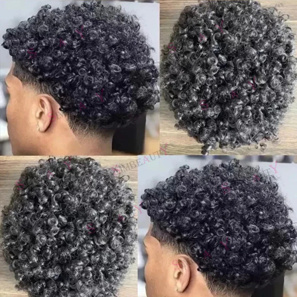 Afro 15mm Curly 2026 New Toupee For Men African American Wigs Human Hair Invisible Skin Pu Base Replacement System Prosthesis