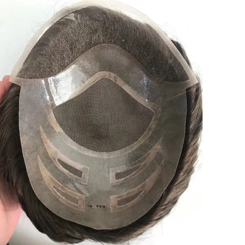 VERSALITE- Mono with Swiss Lace Front Toupee Men Breathable Male Hair Prosthesis Natural Human Hair Replacement System Men's Wig