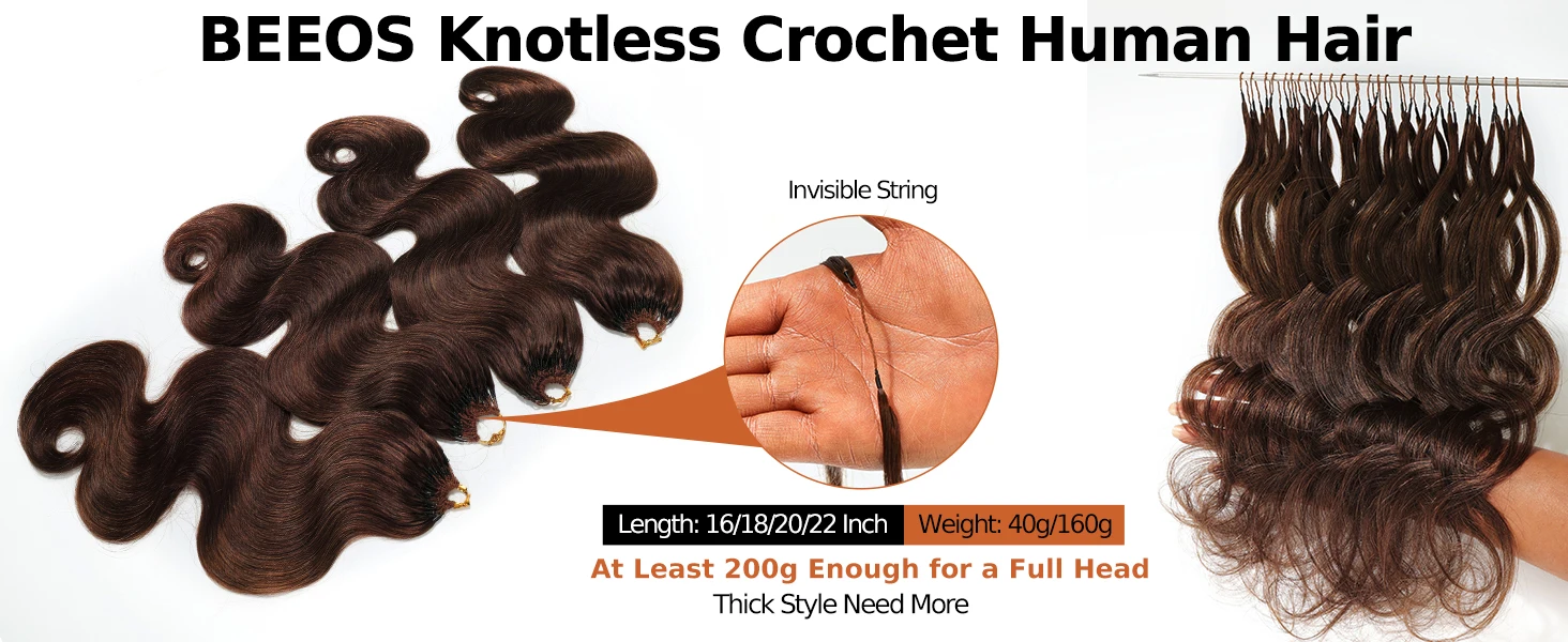 FRIZIRA Chocolate Brown Miracle Knots Crochet Human Hair Crochet Braids Body Wave Feather Crochet Human Hair Extensions