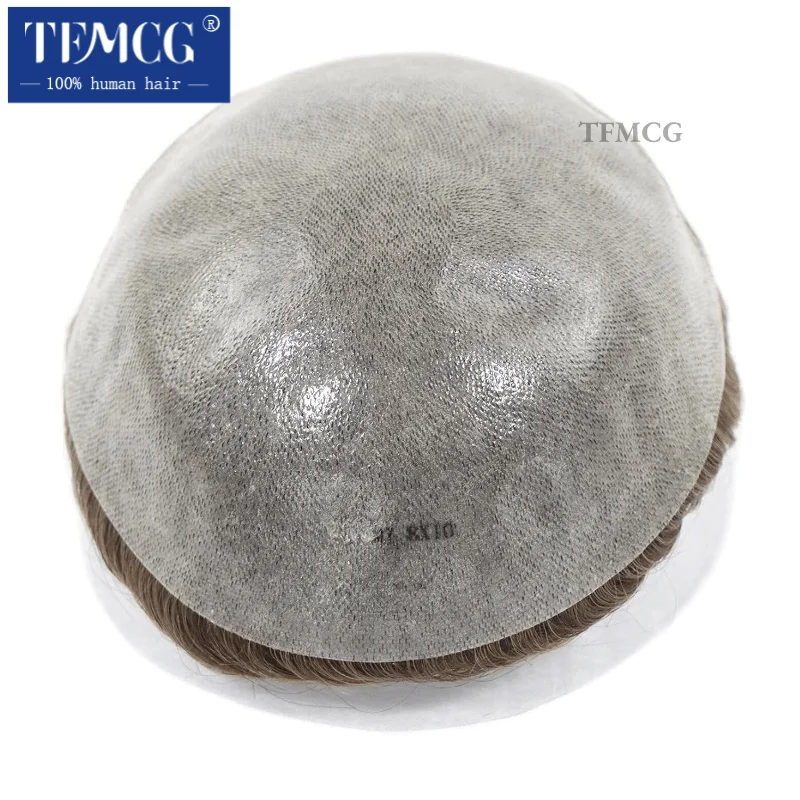 8x10 BIO Swiss Lace With PU Base Toupee Men Wig Human Hair Wigs Male Hair Prosthesis Natural Hairline Male Wig Units Replacement