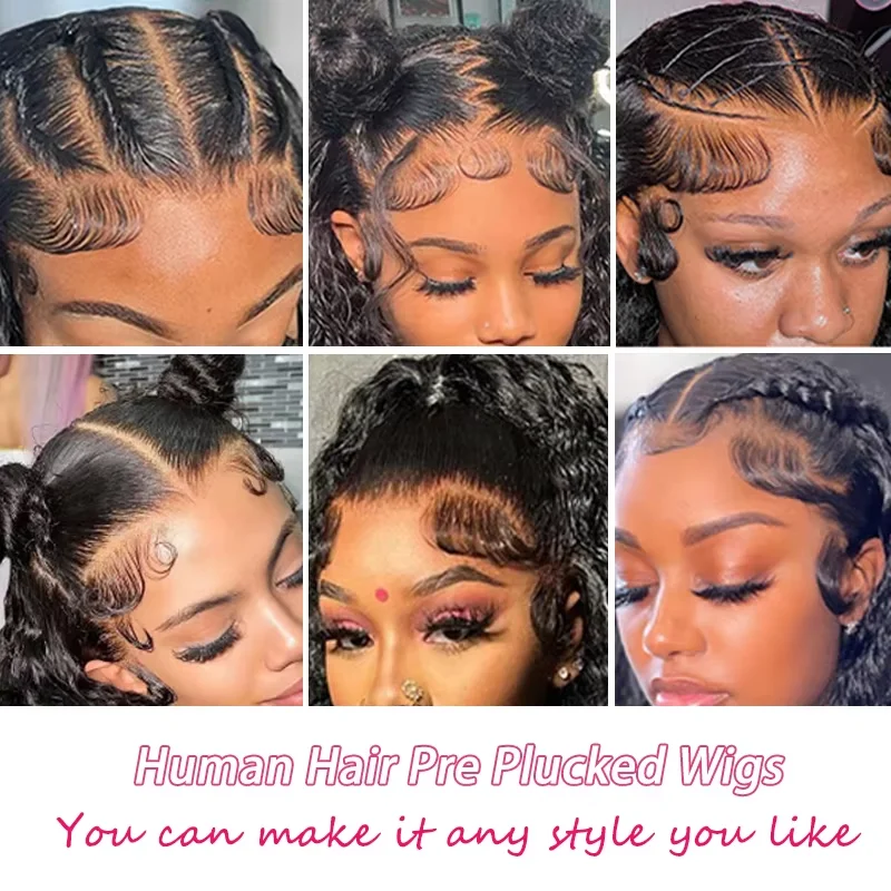 Natural Black Deep Wave Human Hair 13x6 HD Transparent Lace Front Wig 7x6 Brazilian Remy Human Hair Pre Plucked Baby Hair Glueless Wear And Go 200% Density Soft Bouncy Minimal Shed No Tangle Beginner Friendly For Women 40 46 Inch