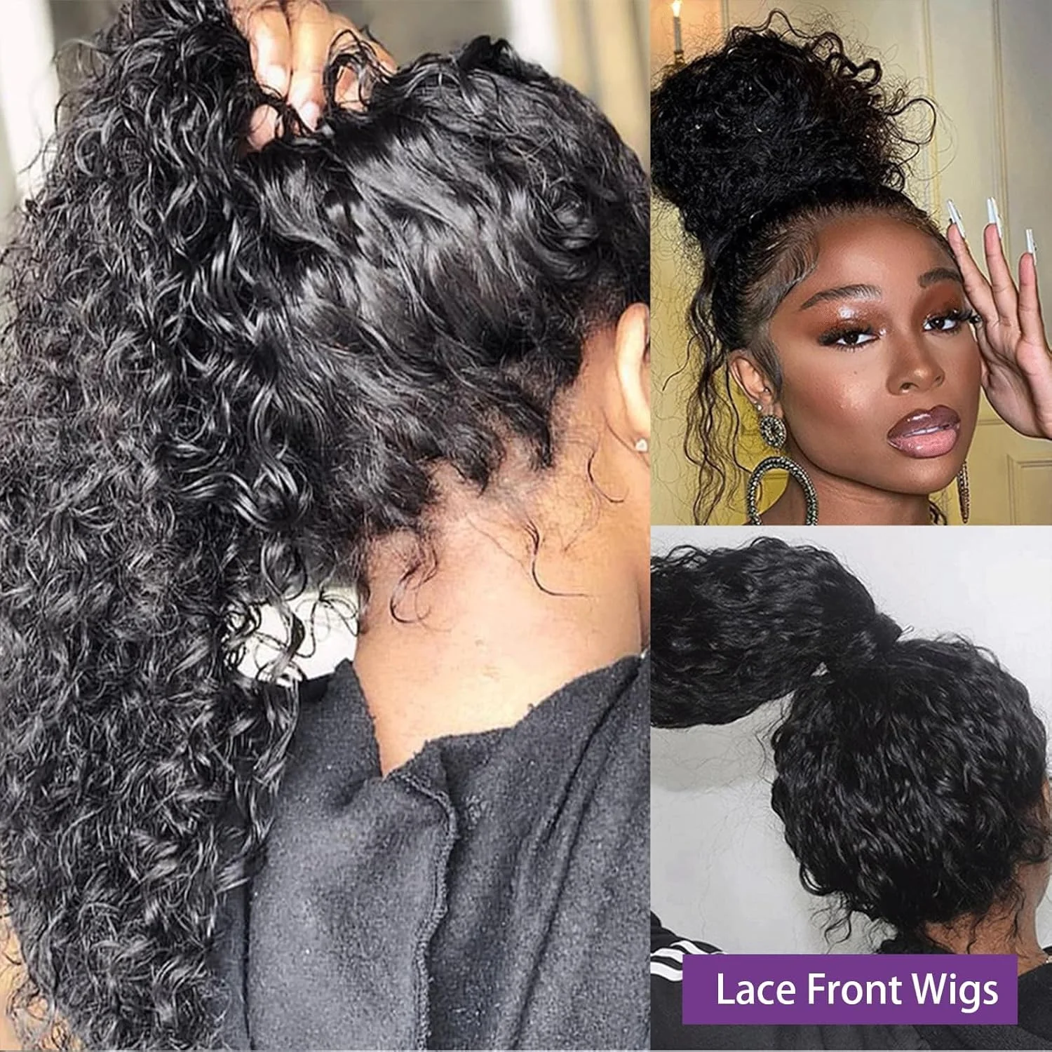 Natural Black Deep Wave Human Hair 13x6 HD Transparent Lace Front Wig 7x6 Brazilian Remy Human Hair Pre Plucked Baby Hair Glueless Wear And Go 200% Density Soft Bouncy Minimal Shed No Tangle Beginner Friendly For Women 40 46 Inch