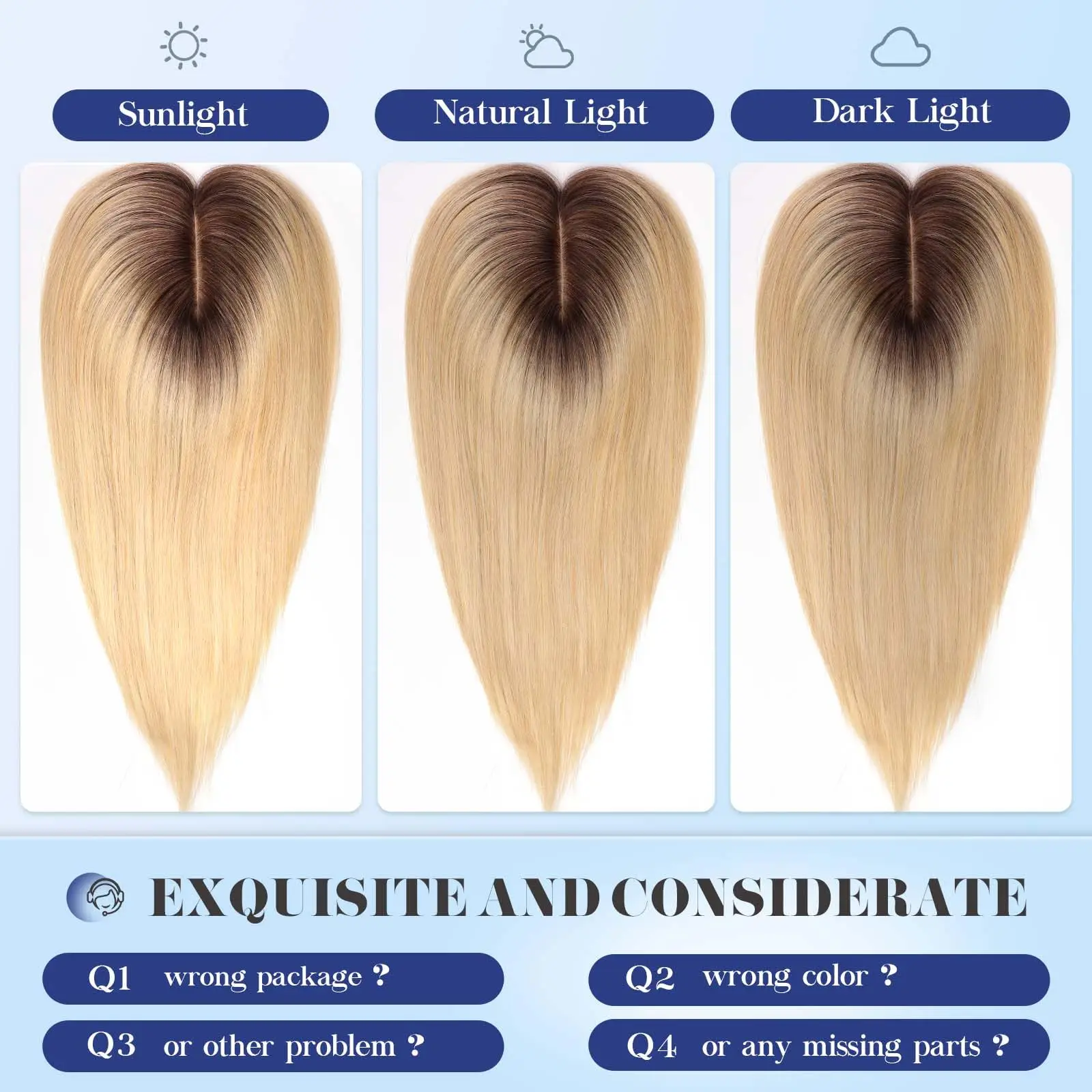 Ombre Brown Blonde Human Hair Toppers with Bangs 5x5.5inch Silk Base 100% Remy Natural Topper Hair for Women with Thinning Hair