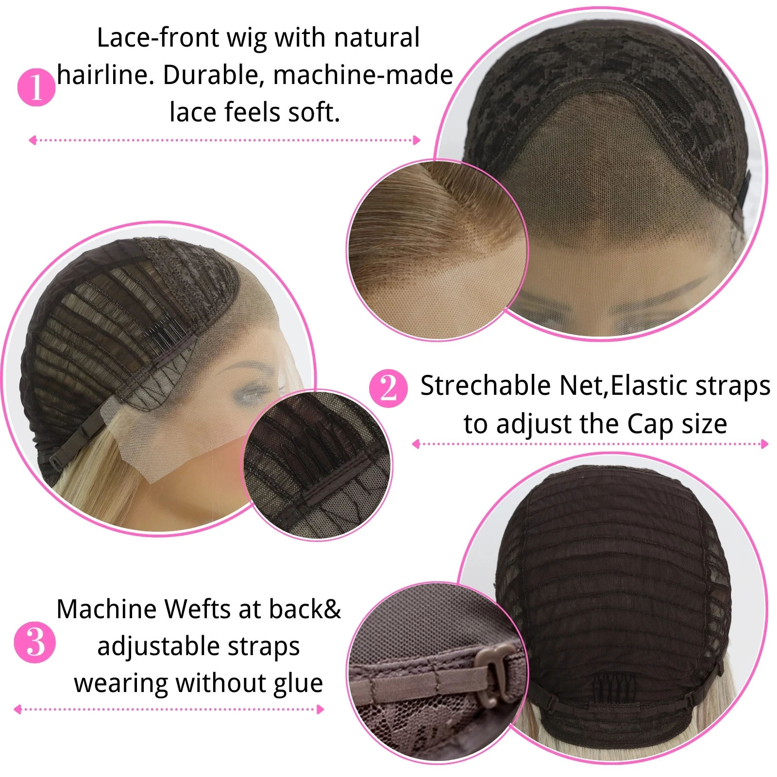 Natural Black 13×4 Synthetic Lace Wigs for Cosplay Women Long Wave Curly Wig for Men Pre Plucked 150% Density Daily Use Natural