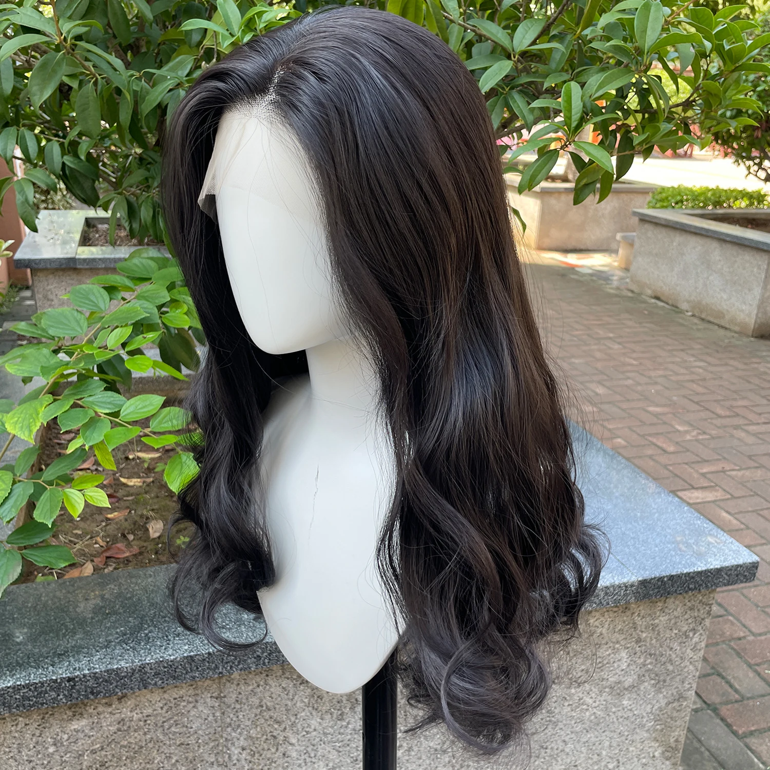 Natural Black 13×4 Synthetic Lace Wigs for Cosplay Women Long Wave Curly Wig for Men Pre Plucked 150% Density Daily Use Natural