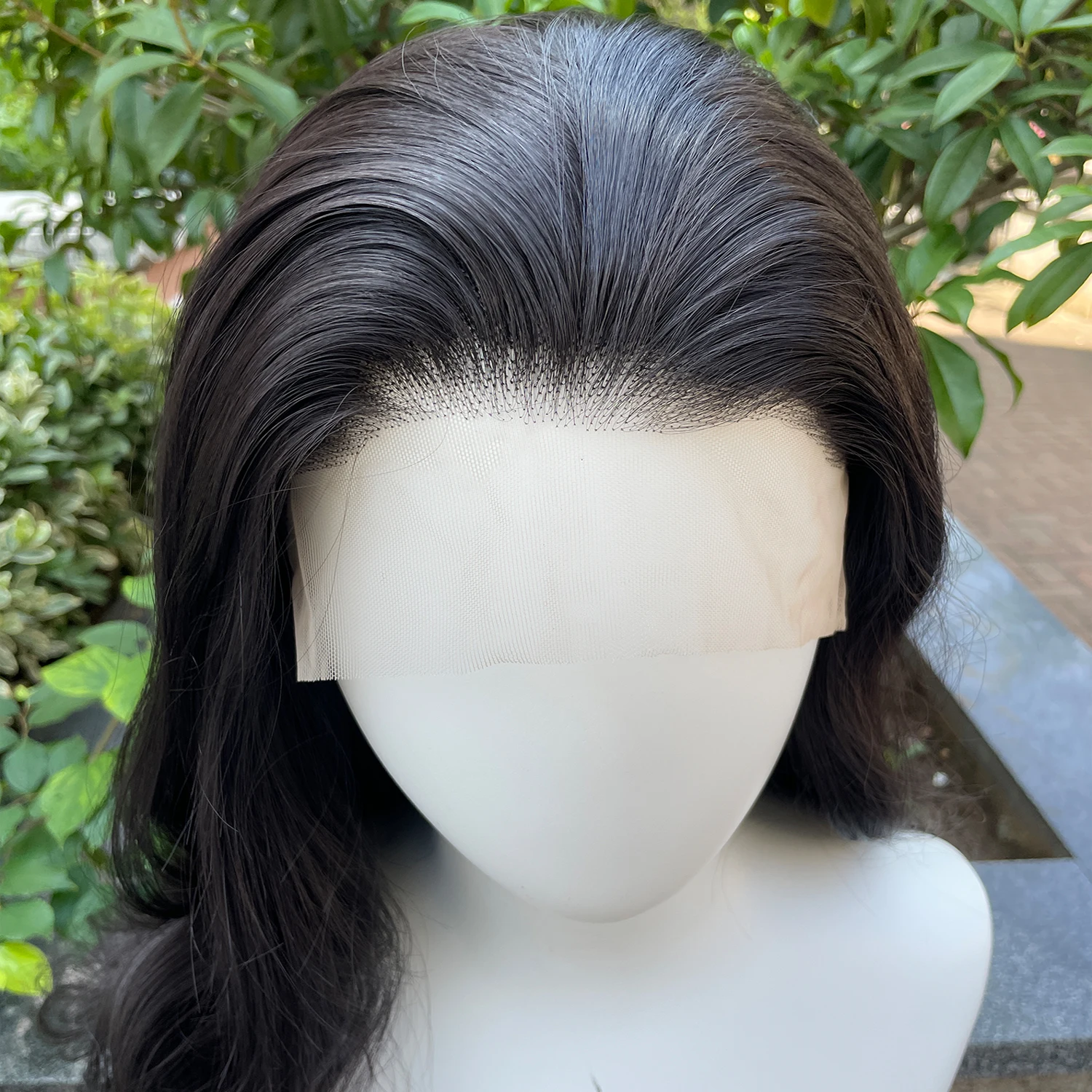 Natural Black 13×4 Synthetic Lace Wigs for Cosplay Women Long Wave Curly Wig for Men Pre Plucked 150% Density Daily Use Natural