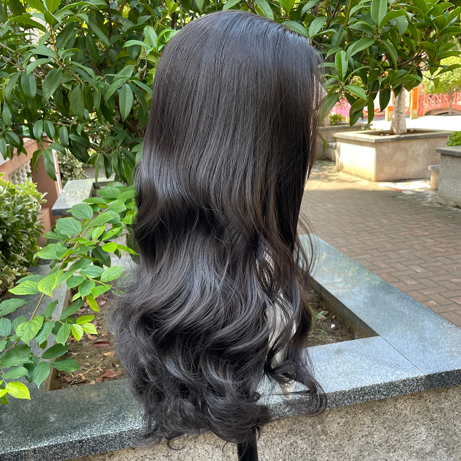 Natural Black 13×4 Synthetic Lace Wigs for Cosplay Women Long Wave Curly Wig for Men Pre Plucked 150% Density Daily Use Natural