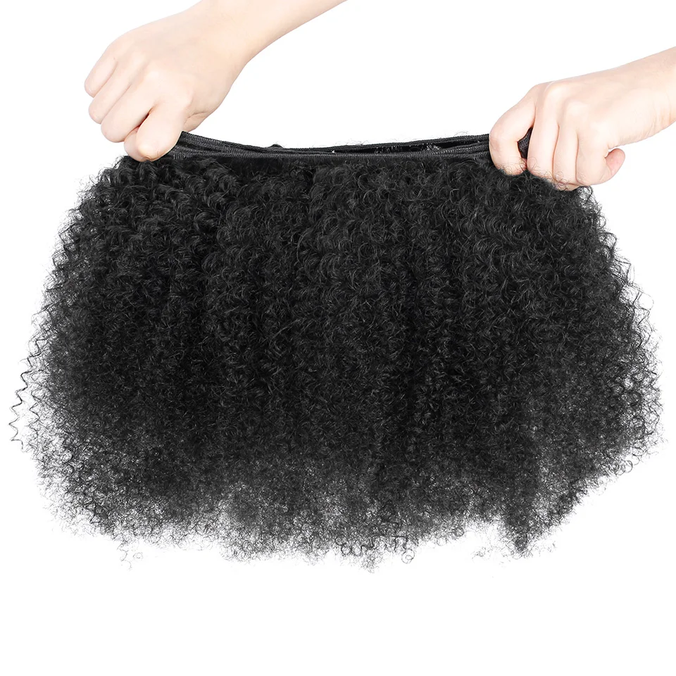YVONNE Afro Kinky Curly Virgin Hair 3 Bundles Brazilian Hair Weave Bundles 100% Human Hair Natural Color