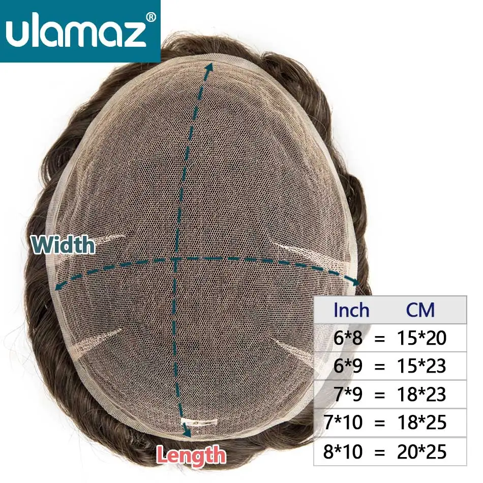 Swiss Lace Toupee Mens Wigs Invisible Male Hair Prosthesis 100% Density Human Hair Natural Hair Wig Man Full Lace Hair System