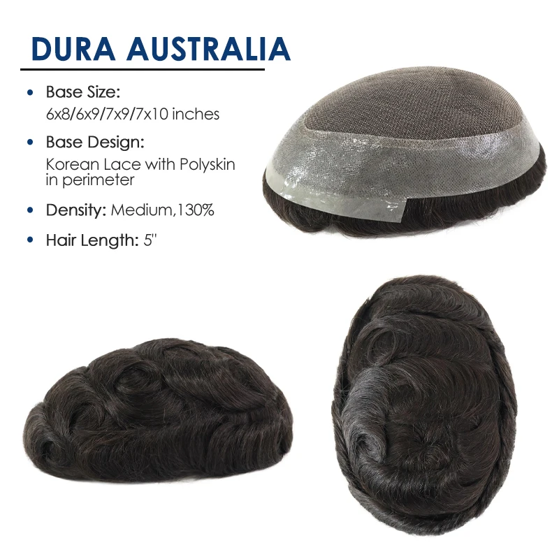 Stock 5 Inch Dura Australia Man Toupee Indian Human Hair Lace And Pu Base Hair System For Men Hair Prosthesis Free Shipping