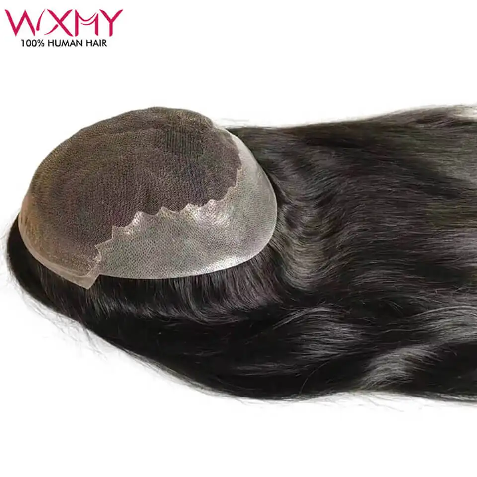 Q6 Swiss Lace Topper 16" Long Human Hair Topper With Natural Hairline 7x9 Breathable Lace And Pu Straight Hair Toppers For Women