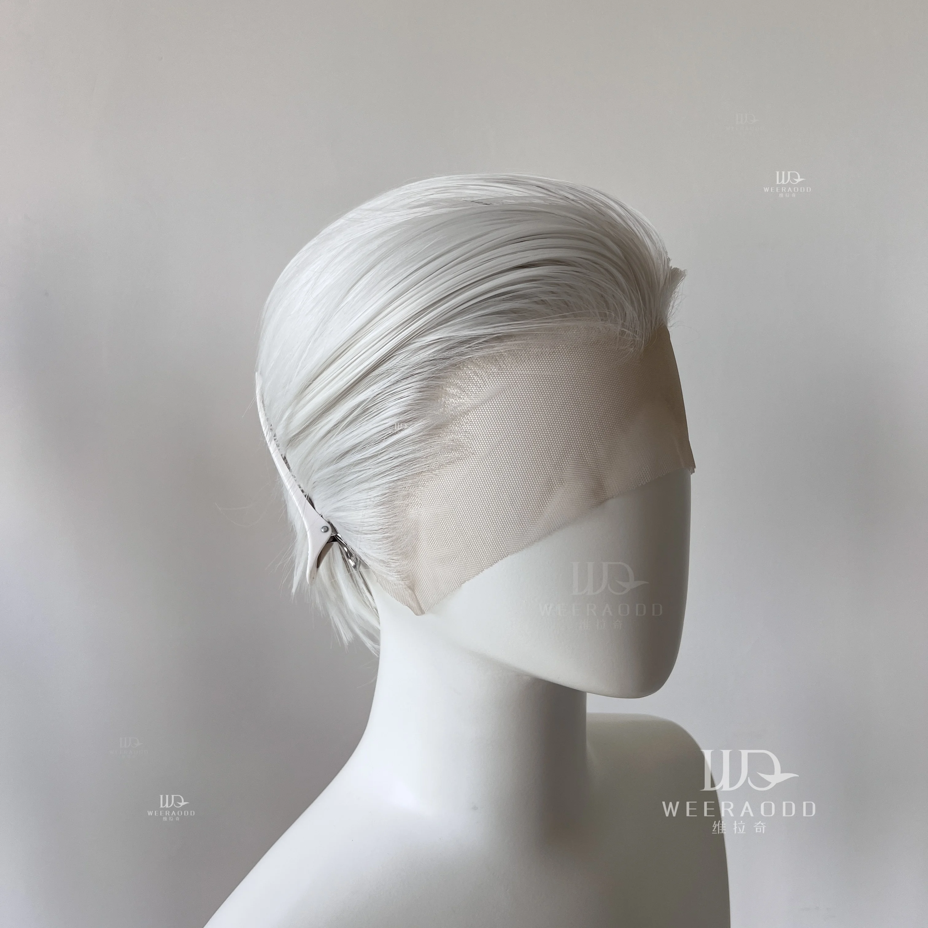 White Wig Short 8Inch 13*4 Lace Front Wig for Man Sliver Blonde Heat-resistant Fiber Hair Wig for Cosplay Synthetic Wigs