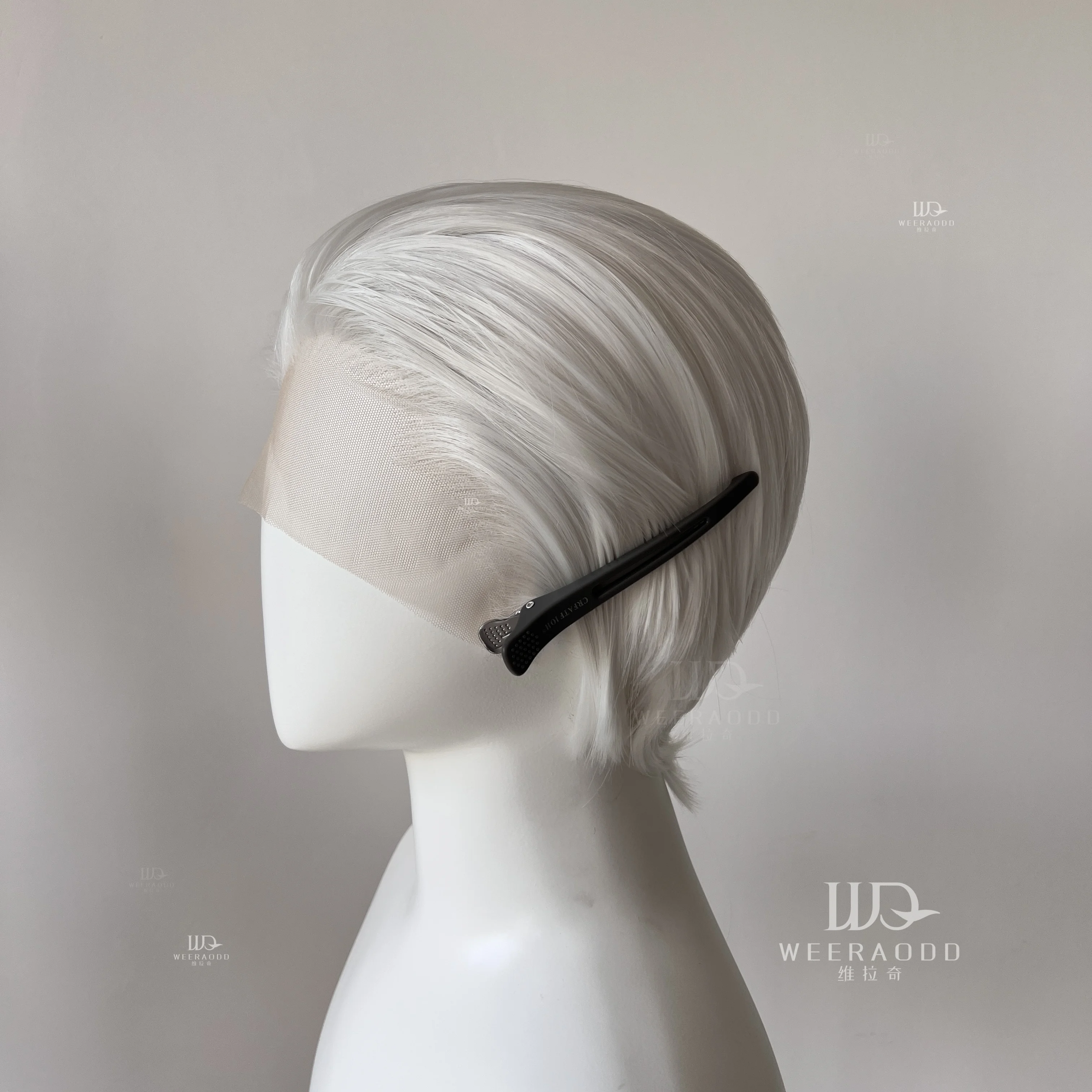 White Wig Short 8Inch 13*4 Lace Front Wig for Man Sliver Blonde Heat-resistant Fiber Hair Wig for Cosplay Synthetic Wigs