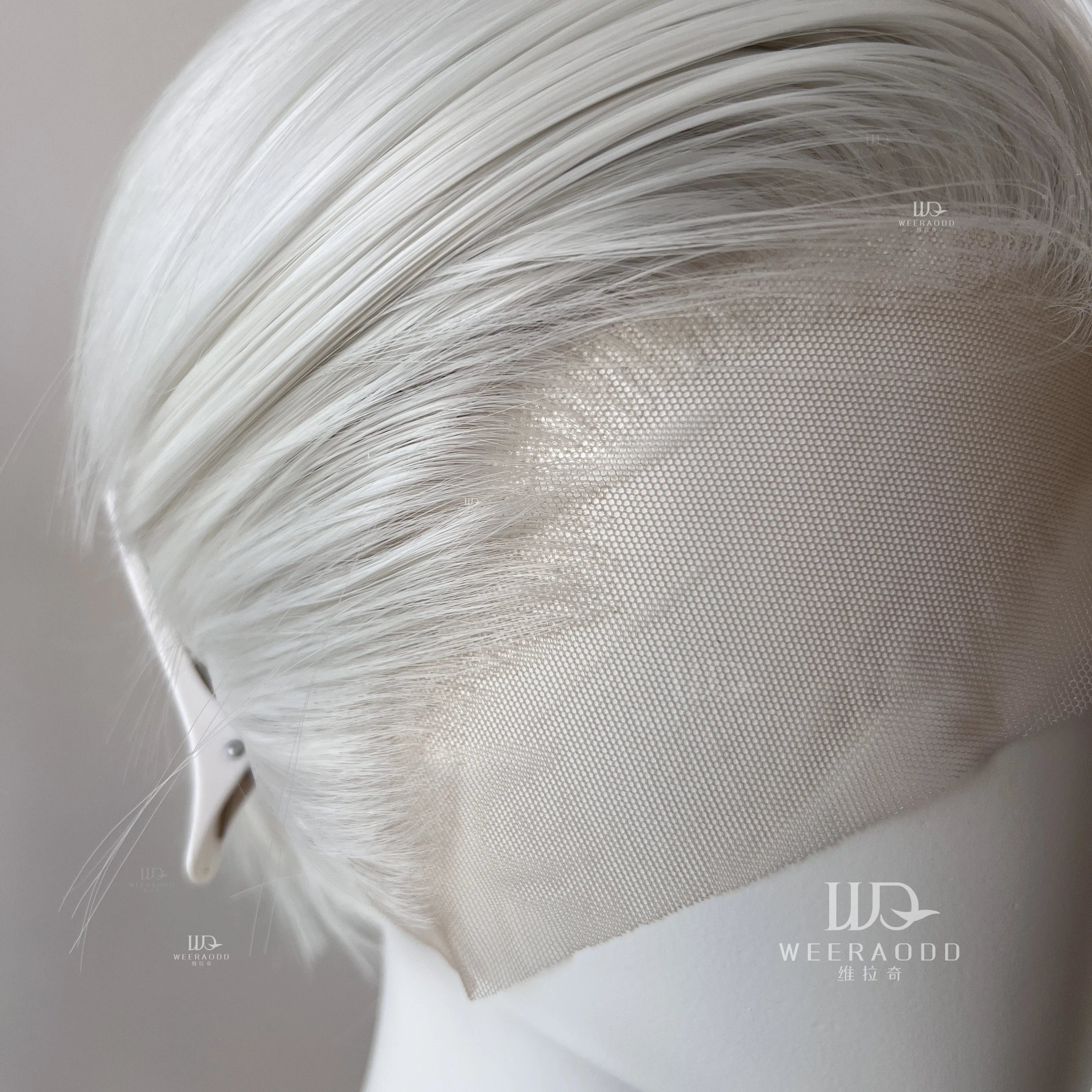 White Wig Short 8Inch 13*4 Lace Front Wig for Man Sliver Blonde Heat-resistant Fiber Hair Wig for Cosplay Synthetic Wigs