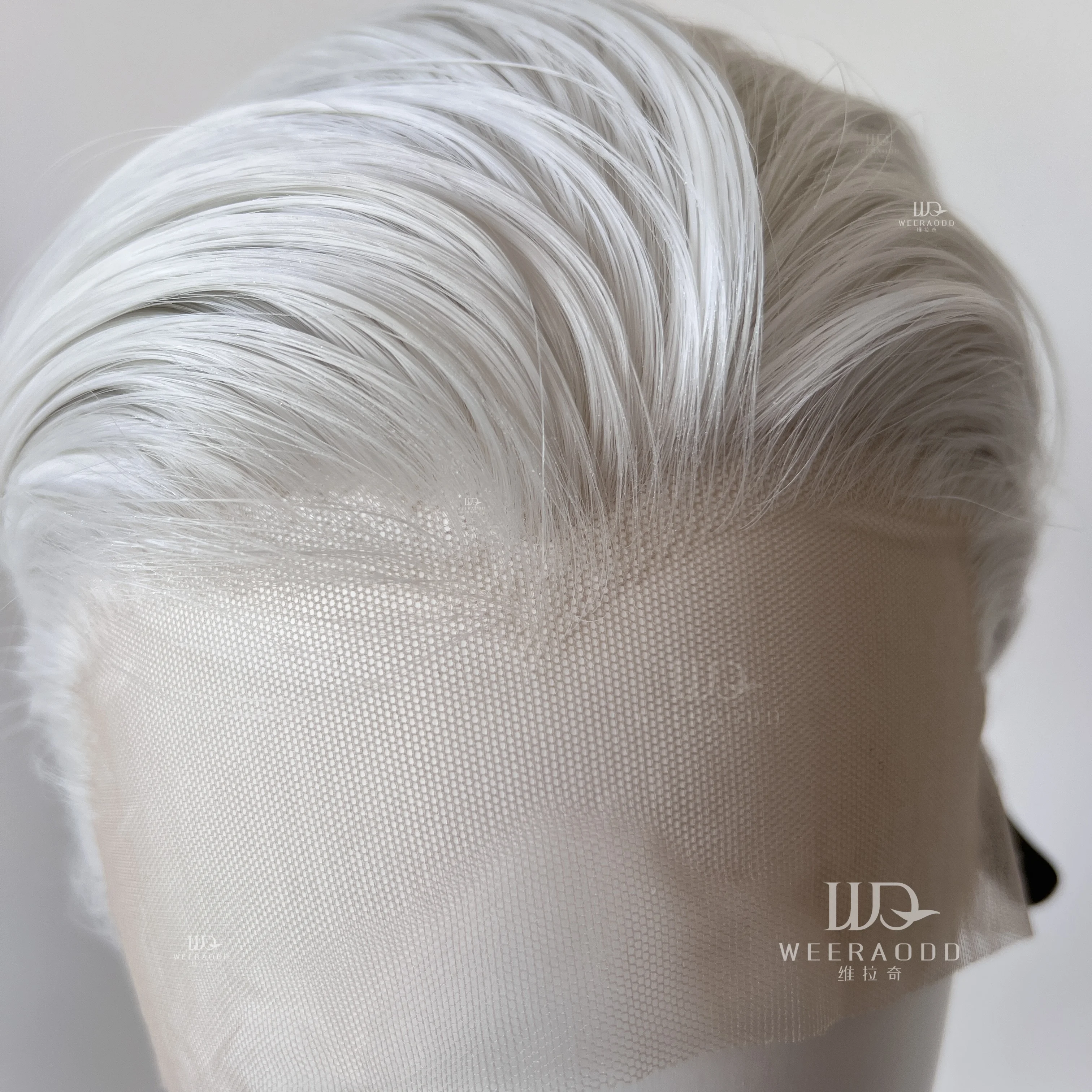 White Wig Short 8Inch 13*4 Lace Front Wig for Man Sliver Blonde Heat-resistant Fiber Hair Wig for Cosplay Synthetic Wigs