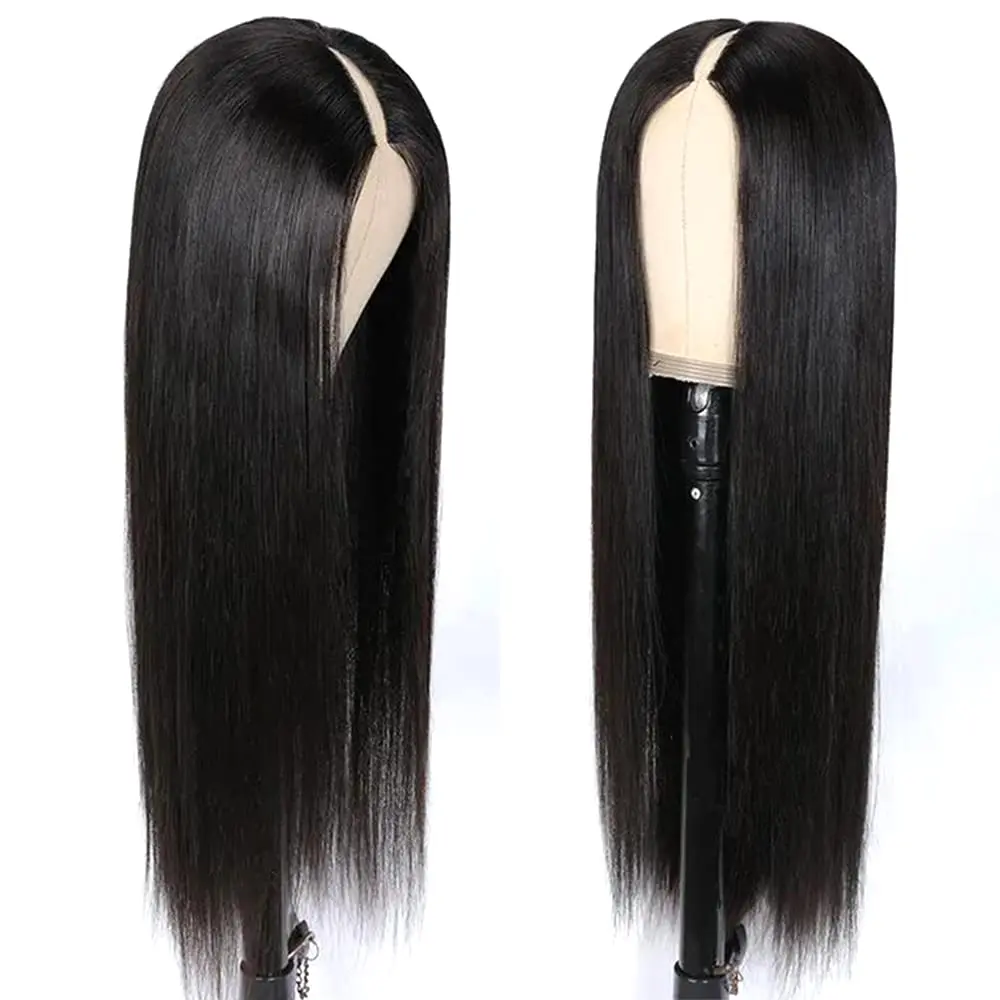 250% Density Straight V Part Wig Human Hair Beginner Friendly 40 Inch Glueless V Part Human Hair Wigs No Leave Out Easy Install