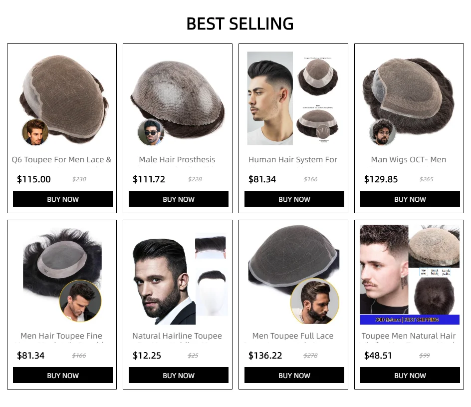 100% Human Hair Thin Skin Base Male Hair Prosthesis Replacement Men Toupee Breathable Real Hair Wigs Straight Toppers for Men
