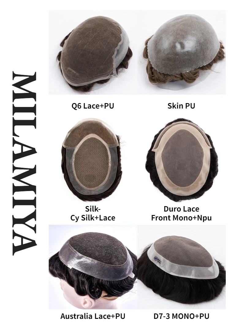 100% Human Hair Thin Skin Base Male Hair Prosthesis Replacement Men Toupee Breathable Real Hair Wigs Straight Toppers for Men