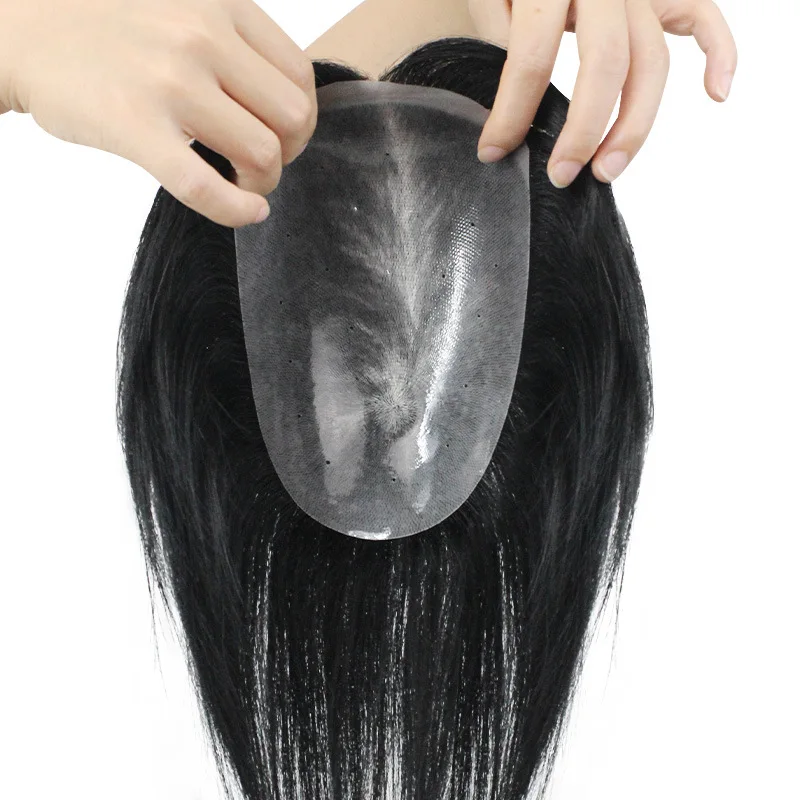 100% Human Hair Thin Skin Base Male Hair Prosthesis Replacement Men Toupee Breathable Real Hair Wigs Straight Toppers for Men