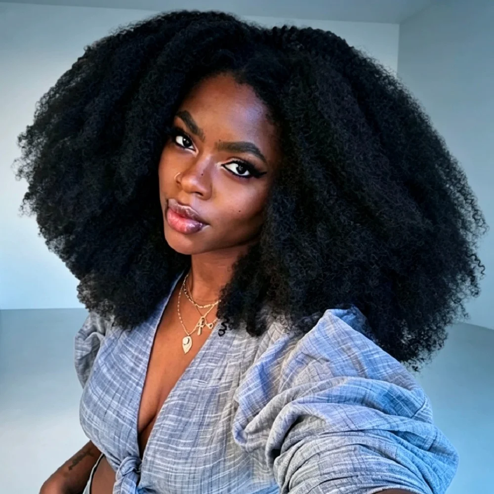 Afro Kinky Curly Half Wigs 250% Density 13X4X2 Lace Curly Human Hair Wig 14 Inch Short Curly Afro Human Hair Wig For Black Women