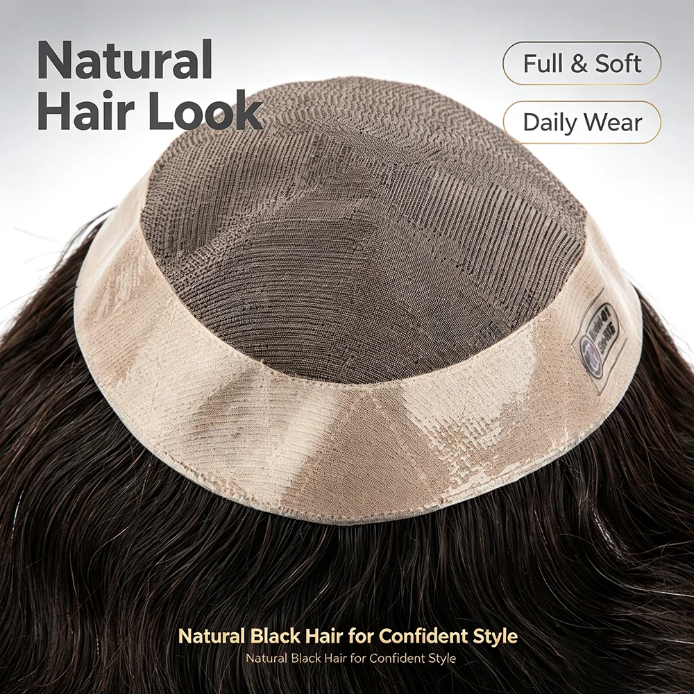 Men Hair Toupee Fine Mono Men's Wig Durable Capillary Prosthesis 6inch Handmade Mens Wigs Human Hair Tupee System 130% Density