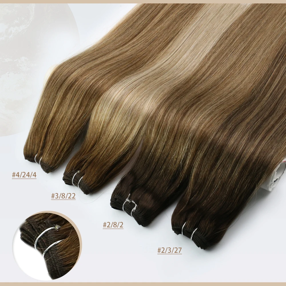 Full Shine Hair Bundles 100% Human Hair Weft Extensions Ombre Blonde Color100g Sew In Silky Straight Remy Skin Double Weft