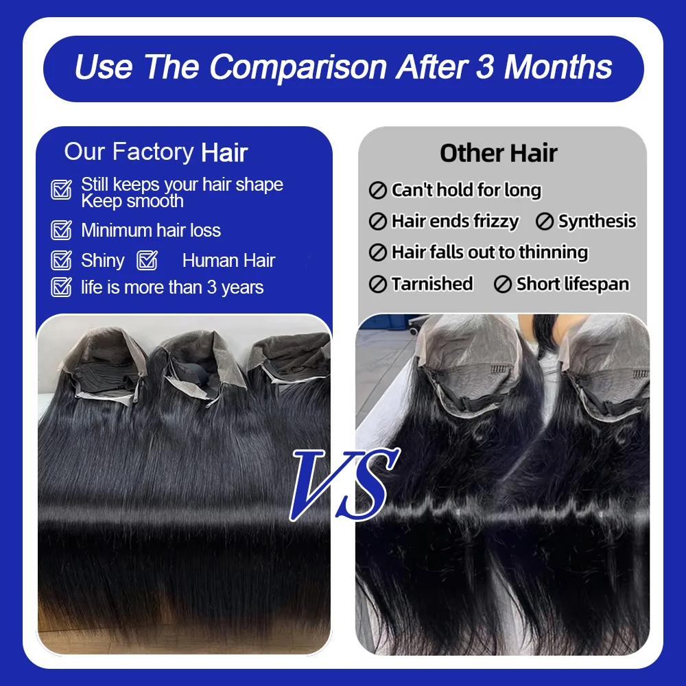 Silky Straight Glueless Wigs Preplucked 13x6 Lace Front Wigs Human Hair Pre Plucked 40 42 Inch Bone Straight Human Hair Wig 300% Density 13x4 HD Lace Frontal Wigs for Women Natural Black Raw Virgin Vietnamese Free Part Invisible Swiss Hd Lace Full Wigs