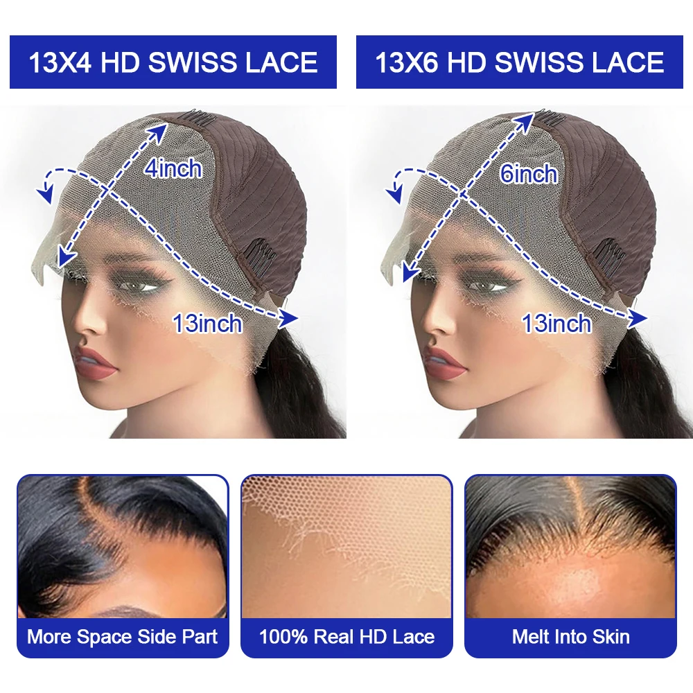 Silky Straight Glueless Wigs Preplucked 13x6 Lace Front Wigs Human Hair Pre Plucked 40 42 Inch Bone Straight Human Hair Wig 300% Density 13x4 HD Lace Frontal Wigs for Women Natural Black Raw Virgin Vietnamese Free Part Invisible Swiss Hd Lace Full Wigs