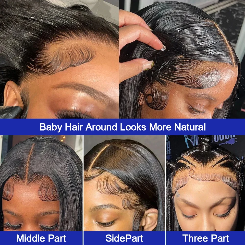Silky Straight Glueless Wigs Preplucked 13x6 Lace Front Wigs Human Hair Pre Plucked 40 42 Inch Bone Straight Human Hair Wig 300% Density 13x4 HD Lace Frontal Wigs for Women Natural Black Raw Virgin Vietnamese Free Part Invisible Swiss Hd Lace Full Wigs