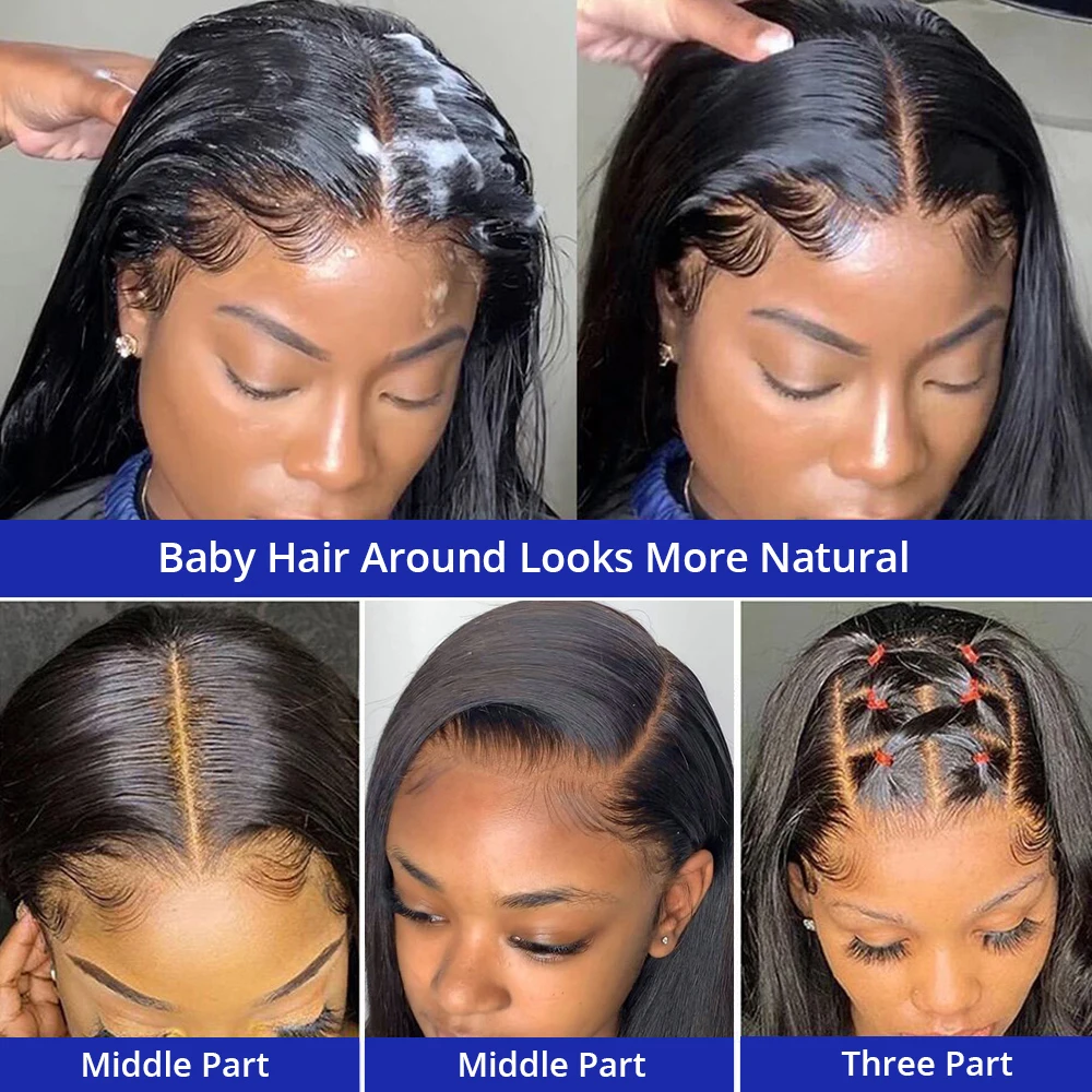 Silky Straight Glueless Wigs Preplucked 13x6 Lace Front Wigs Human Hair Pre Plucked 40 42 Inch Bone Straight Human Hair Wig 300% Density 13x4 HD Lace Frontal Wigs for Women Natural Black Raw Virgin Vietnamese Free Part Invisible Swiss Hd Lace Full Wigs