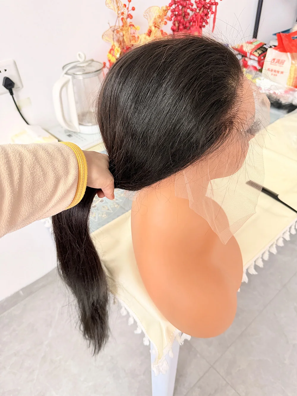 Silky Straight Glueless Wigs Preplucked 13x6 Lace Front Wigs Human Hair Pre Plucked 40 42 Inch Bone Straight Human Hair Wig 300% Density 13x4 HD Lace Frontal Wigs for Women Natural Black Raw Virgin Vietnamese Free Part Invisible Swiss Hd Lace Full Wigs