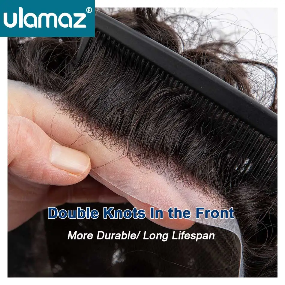 Lace Pu Toupee Hair Men Curly Wigs Human Hair Men's Lace Australia Male Hair Prosthesis Natural Man Wig Hair System Wig For Men