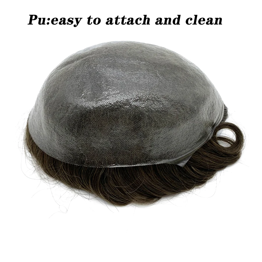 0.03mm Natural Hair Toupee Thin Skin Male Wig Human Hair Men Prosthesis V Loop Very Natural Men Hair Replacement System Man Wig