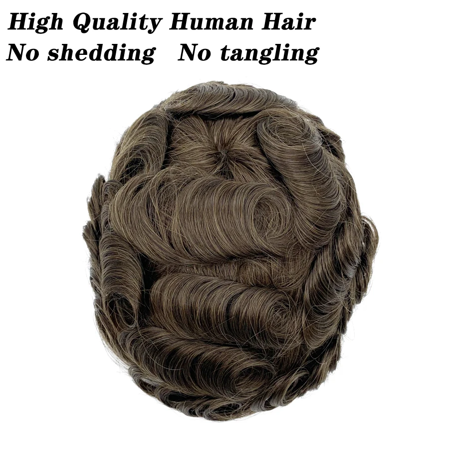 0.03mm Natural Hair Toupee Thin Skin Male Wig Human Hair Men Prosthesis V Loop Very Natural Men Hair Replacement System Man Wig