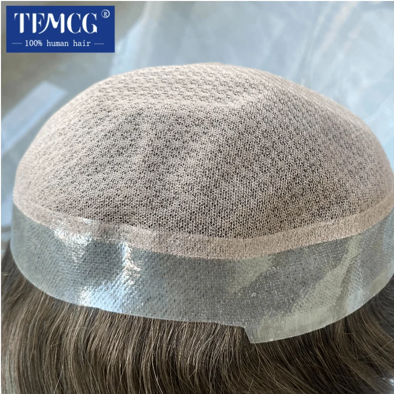 Clearance Australia-Double Layers Men Wig Natural Human Hair Toupee Male Hair Prosthesis Lace PU Base Breathable System Man Wig