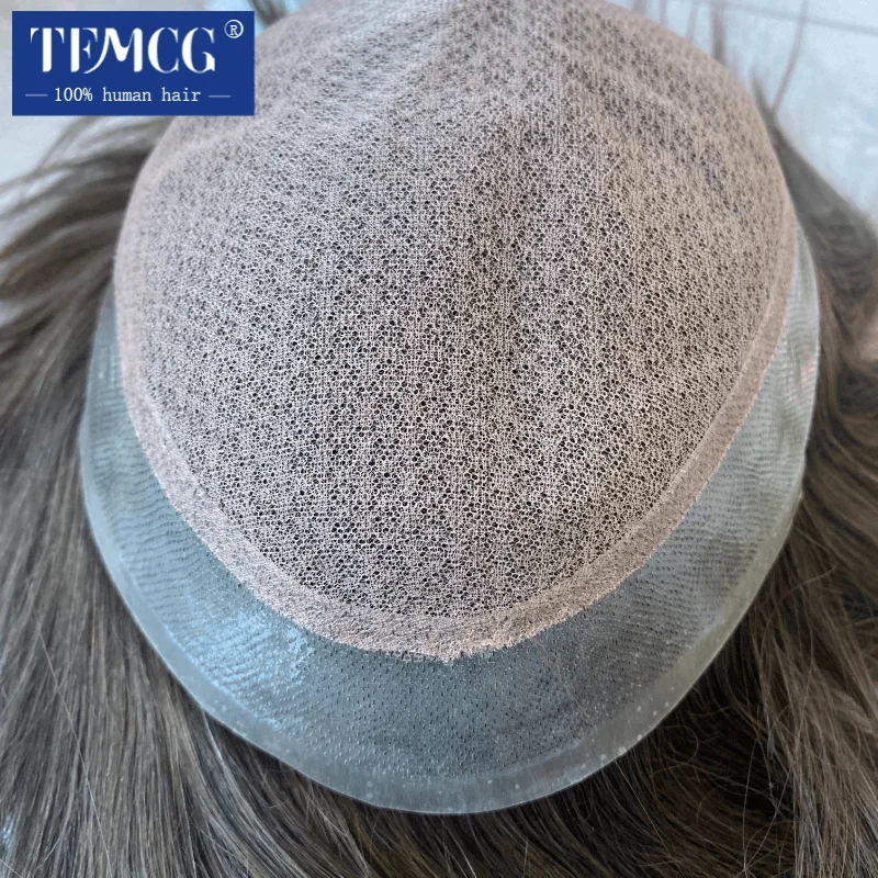 Clearance Australia-Double Layers Men Wig Natural Human Hair Toupee Male Hair Prosthesis Lace PU Base Breathable System Man Wig