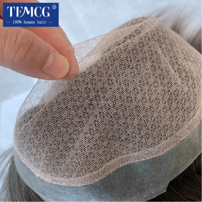 Clearance Australia-Double Layers Men Wig Natural Human Hair Toupee Male Hair Prosthesis Lace PU Base Breathable System Man Wig