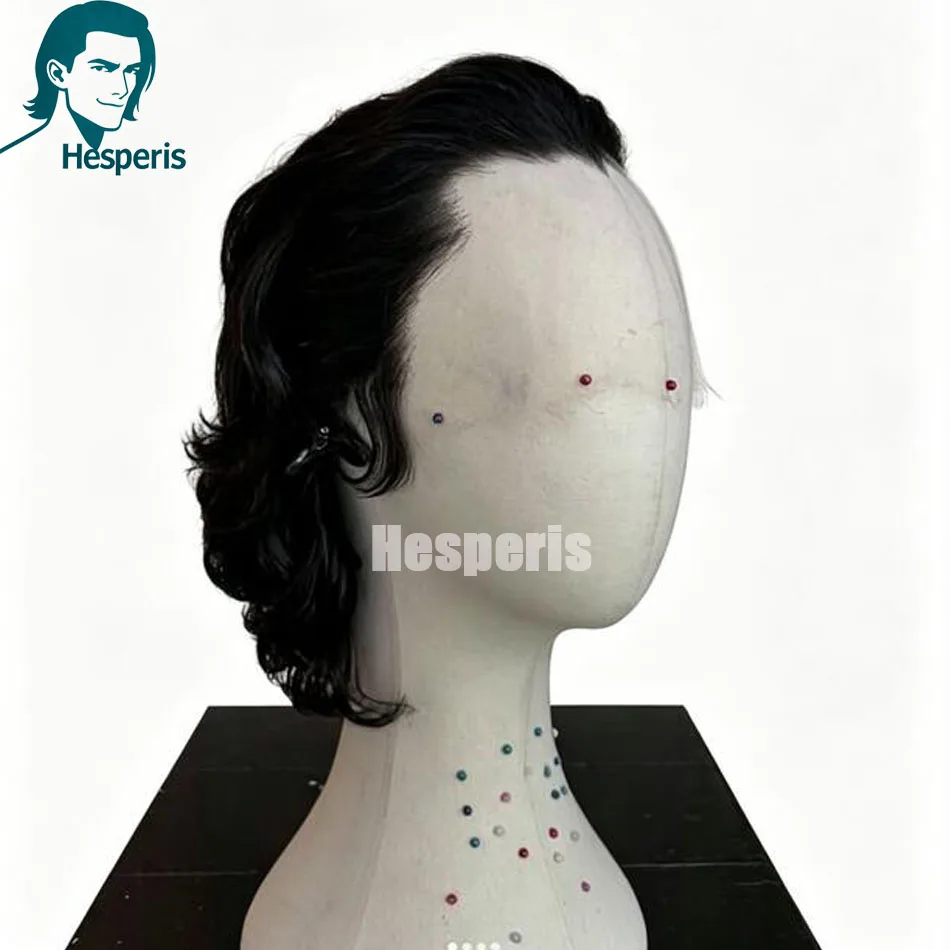 Hesperis Deep Wave Human hair Wig With Bangs Brazilian Remy 13x6 Lace Front Short Bob Cut Men Wigs Transparent Lace Frontal Wigs