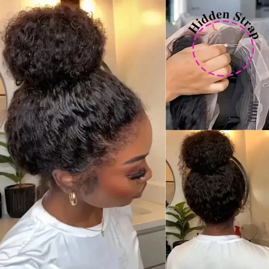 Hidden Drawstring HD 360 Full Lace Curly Wigs Human Hair Preplucked Peruvian Deep Wave 13x4 13x6 Lace Frontal Human Hair Wig