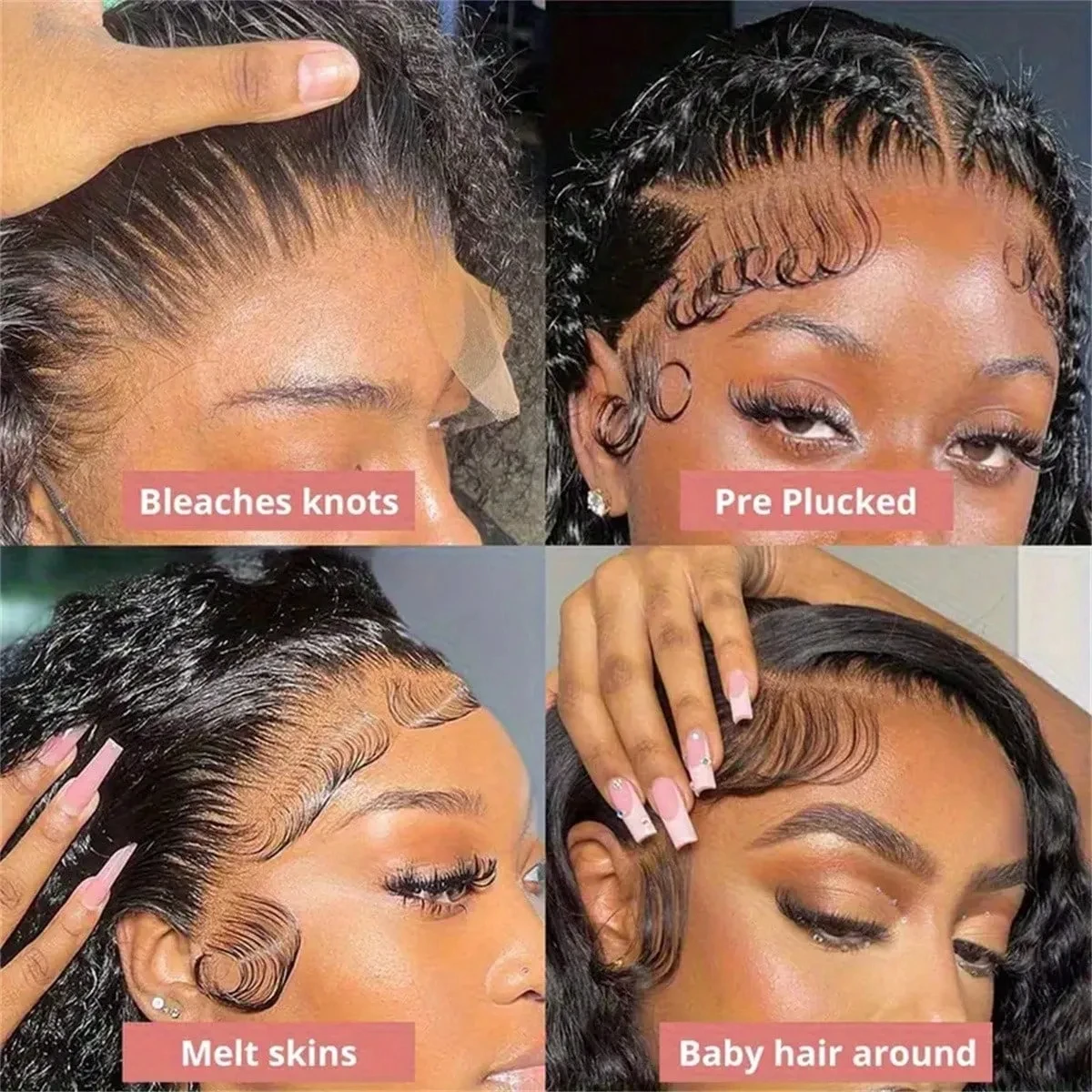 Hidden Drawstring HD 360 Full Lace Curly Wigs Human Hair Preplucked Peruvian Deep Wave 13x4 13x6 Lace Frontal Human Hair Wig