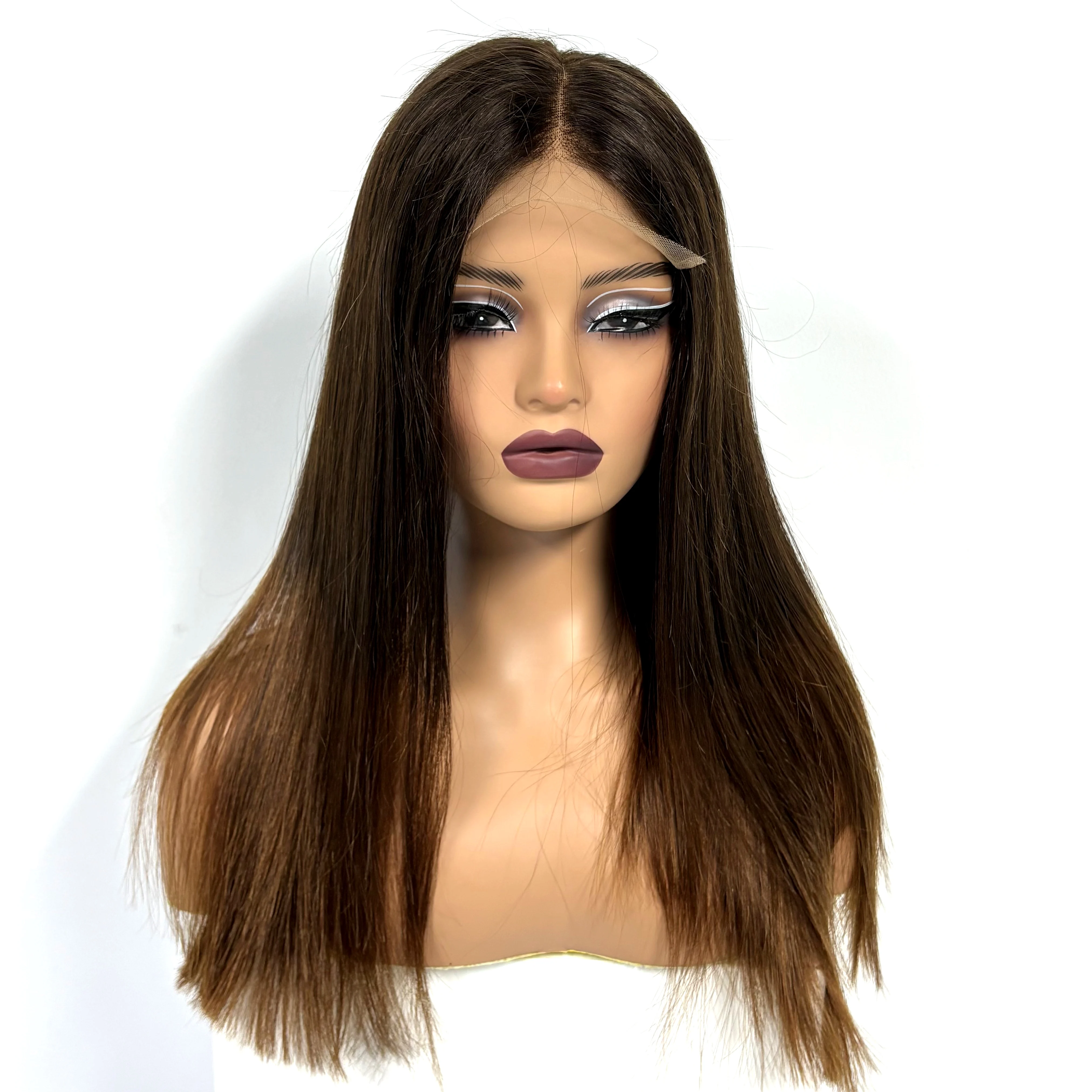 5x5 Glueless Double Drawn Bone Straight Wig Lace Closure Straight Human Hair Wigs 300% Density T1B/4 Ombre Hair Wig For Women