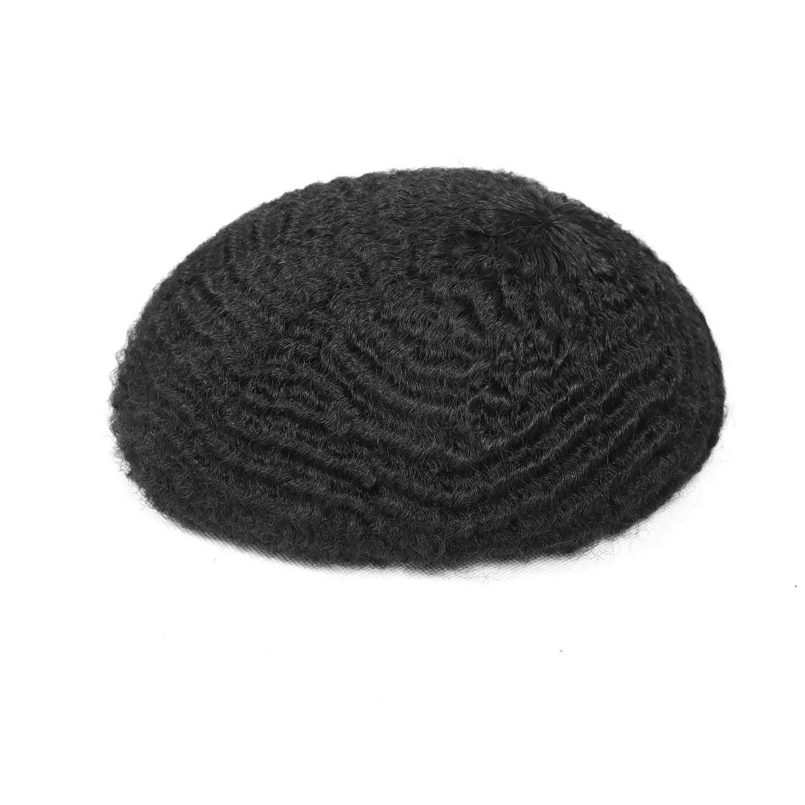 Afro Toupee for Men Thin Skin Human Hair Replacement System Mens Hair Prosthesis African American Full PU Man Hairpiece #1