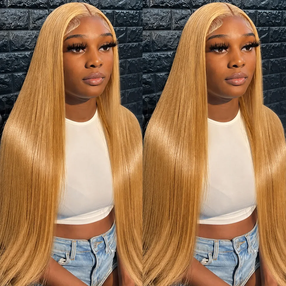 13x6 Honey Blonde Color HD Lace Front Human Hair Wigs Brazilian Straight Lace Frontal Wig HD Lace Frontal Wig For Black Women